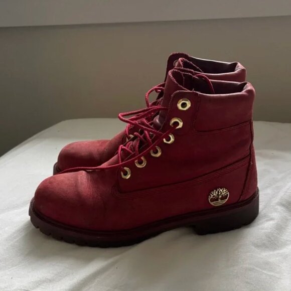 Timberland Red Leather Ankle Boots - Mens/Boys 4 - Picture 2 of 8